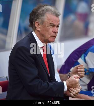 Brasilia, Brazil. 15th June, 2014. Trainer Ottmar Hitzfeld ((SUI) during a Group E match between Switzerland and Ecuador of 2014 FIFA World Cup at the Estadio Nacional Stadium in Brasilia, capital of Brazil, June 15, 2014. Credit:  Action Plus Sports Images/Alamy Live News Stock Photo