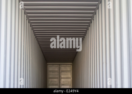 Shipping Container Inner Compartment A symmetrical image of the interior of a standard cargo shipping ...