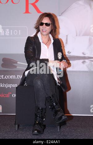 Taipei, China. 12th June, 2014. Japanese singer Yoshiki Hayashi of X-Japan attends a press conference ahead of his concert at Humble House Hotel in Taipei, China on Thursday June 12, 2014. © TopPhoto/Alamy Live News Stock Photo