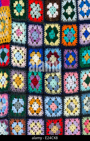 Multicoloured Crochet Blanket Pattern Stock Photo