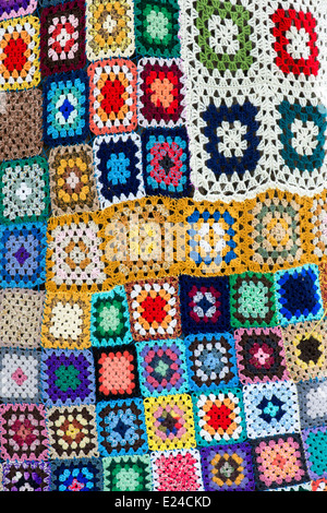 Multicoloured Crochet Blanket Pattern Stock Photo