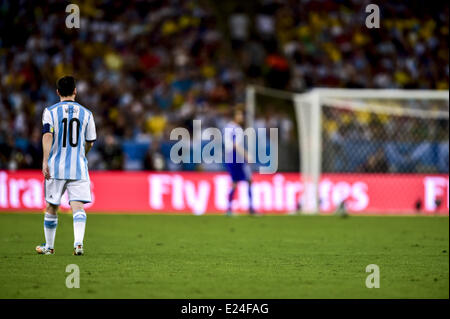 Rio De Janeiro, Brazil. 15th June, 2014. Lionel Messi at the match #11 of the 2014 World Cup, between Argentina and Bosnia-Herzegovina, this Sunday, June 15th, in Rio de Janeiro, Brasil Credit:  ZUMA Press, Inc./Alamy Live News Stock Photo