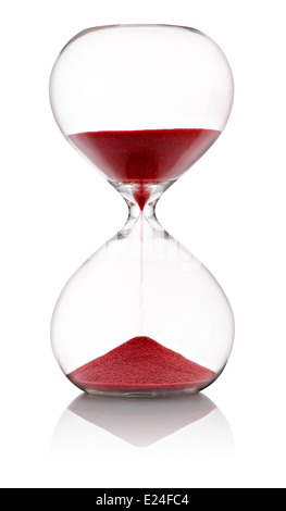 Hourglass with red sand running through