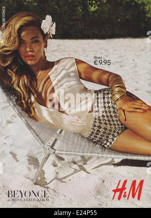 Celebrities appear in adverts for various leading luxury designer brands. Pictured: Beyonce for H&M  any ow Stock Photo