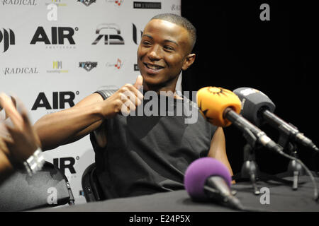 Singer Luigiano Paals presenting his nes single 'Girls Girls Girls' at Club Air where also Snoop Lion aka Snoop Dogg was present. The Dutch Luigiano singing talent was discovered during X-factor.  Amsterdam, The Netherlands - 05.08.2013  Where: Amsterdam, The Netherlands When: 05 Aug 2013 Stock Photo