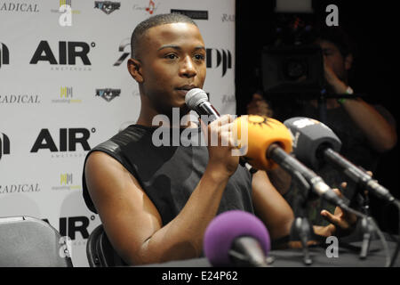 Singer Luigiano Paals presenting his nes single 'Girls Girls Girls' at Club Air where also Snoop Lion aka Snoop Dogg was present. The Dutch Luigiano singing talent was discovered during X-factor.  Amsterdam, The Netherlands - 05.08.2013  Where: Amsterdam, The Netherlands When: 05 Aug 2013 Stock Photo