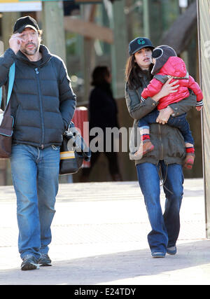 Penelope Cruz and Javier Bardem take their son Leo Encinas Cruz to Faunia, a marine theme park in Madrid  Featuring: Penelope Cruz,Javier Bardem,Leo Encinas Cruz Where: Madrid, Spain When: 12 Jan 2013 Stock Photo