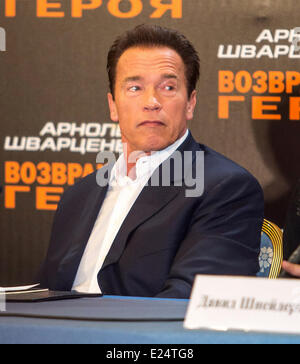 'The Last Stand' photocall held at the Ritz-Carlton Hotel  Featuring: Arnold Schwarzenegger Where: Moscow, Russian Federation Wh Stock Photo