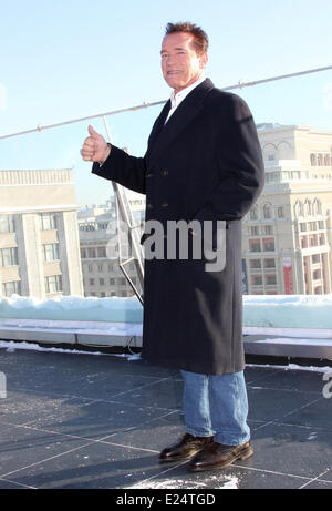 'The Last Stand' photocall held at the Ritz-Carlton Hotel  Featuring: Arnold Schwarzenegger Where: Moscow, Russian Federation Wh Stock Photo