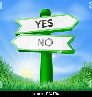 Yes or no sign concept with a choice to make Stock Photo