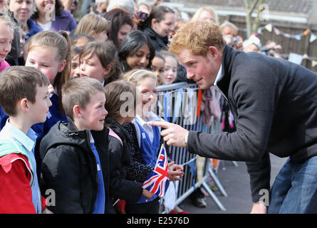 Prince Harry visits Headway, the brain injury association at Bradbury House during an official visit to Nottingham  Featuring: Prince Harry Where: Nottingham, United Kingdom When: 25 Apr 2013 Stock Photo