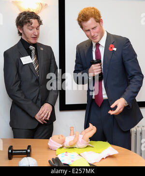 Prince Harry visits Headway, the brain injury association at Bradbury House during an official visit to Nottingham  Featuring: Prince Harry Where: Nottingham, United Kingdom When: 25 Apr 2013 Stock Photo