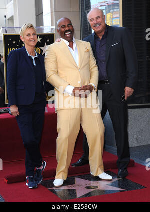 Steve Harvey is honoured with a star on the Hollywood Walk of Fame  Featuring: Ellen DeGeneres,Steve Harvey Where: Los Angeles, California, United States When: 13 May 2013 Stock Photo