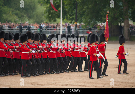 Nijmegen Company Grenadier Guards March Past with the Colour at The Queen’s Birthday Parade, Trooping the Colour Stock Photo