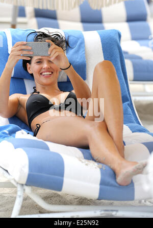 German supermodel Hana Nitsche relaxes on Miami Beach  Featuring: Hana Nitsche Where: Miami Beach, Florida, United States When: 19 Jul 2013 Stock Photo