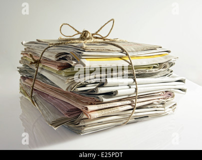 Stack of old newspapers Stock Photo