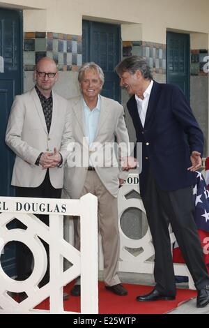 US actor Michael Douglas at the beach locker room dedicated to him on the Promenade des Planches buring the Deauville US Film Festival  Featuring: Michael Douglas Where: Deauville When: 31 Aug 2013 Stock Photo