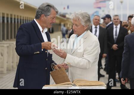 US actor Michael Douglas at the beach locker room dedicated to him on the Promenade des Planches buring the Deauville US Film Festival  Featuring: Michael Douglas Where: Deauville When: 31 Aug 2013 Stock Photo