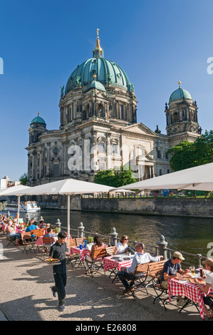 Riverside café near Berlin Cathedral Berlin Germany Stock Photo