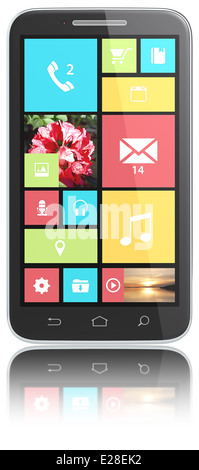 Smart phone with colorful Flat UI. No Branded. Isolated. Stock Photo