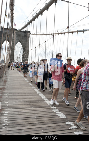 Nearly 1,000 people marched in The Second Annual Brooklyn Bridge March and Rally to End Gun Violence, June 14, 2014.