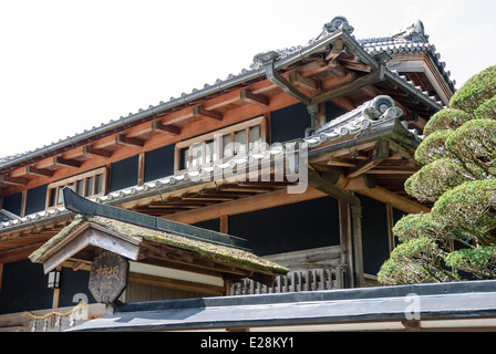 Large elaborate old style wooden Japanese house, a common sight across Japan. Stock Photo