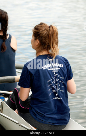Cambridge May Bumps, Sidney Sussex College ladies eight rower Stock Photo