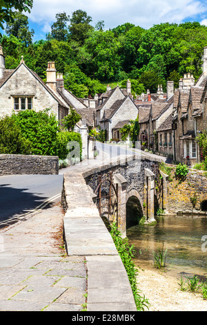 The picturesque Cotswold village of Castle Combe in Wiltshire. Stock Photo