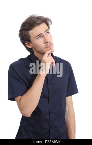 Handsome serious man thinking and looking at side isolated on a white background Stock Photo