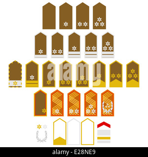 Military ranks and insignia of the world. Illustration on white ...