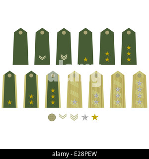 Military ranks and insignia of the world. Illustration on white background. Stock Photo