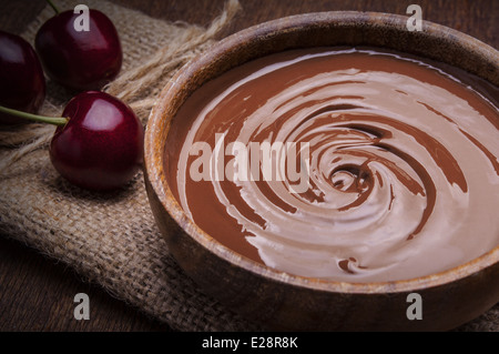 Bowl of chocolate cream Stock Photo