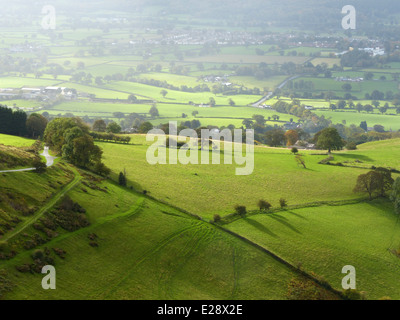 A view of the Welsh countryside from Moel Famau Stock Photo