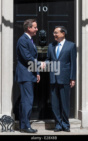 Downing Street, London, UK. 17th June 2014. Chinese premier Li Keqiang meets PM David Cameron at Downing Street, London. The visit is expected to lead to nearly £18bn of deals being signed, including a deepening Chinese involvement in energy, nuclear power and other UK infrastructures. Credit:  Lee Thomas/Alamy Live News Stock Photo