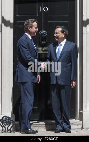 June 17, 2014 - London, UK - Chinese premier Li Keqiang meets PM David Cameron at Downing Street, London. The visit is expected to lead to nearly Â£18bn of deals being signed, including a deepening Chinese involvement in energy, nuclear power and other UK infrastructures. (Credit Image: © Lee Thomas/ZUMA Wire/ZUMAPRESS.com) Stock Photo