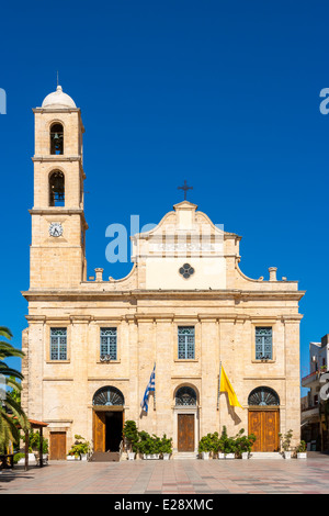 Trimartyri Cathedral at the main square in Chania. Crete, Greece, Europe Stock Photo