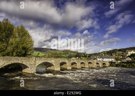 View of bridge over river, Crickhowell Bridge, River Usk Stock Photo ...