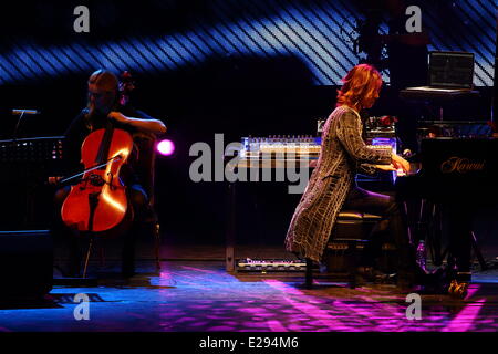 Taipei, China. 14th June, 2014. Japanese singer Yoshiki performs at the stage at his concert in Taipei, China on Saturday June 14, 2014. © TopPhoto/Alamy Live News Stock Photo