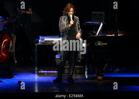 Taipei, China. 14th June, 2014. Japanese singer Yoshiki performs at the stage at his concert in Taipei, China on Saturday June 14, 2014. © TopPhoto/Alamy Live News Stock Photo