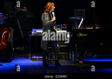 Taipei, China. 14th June, 2014. Japanese singer Yoshiki performs at the stage at his concert in Taipei, China on Saturday June 14, 2014. © TopPhoto/Alamy Live News Stock Photo