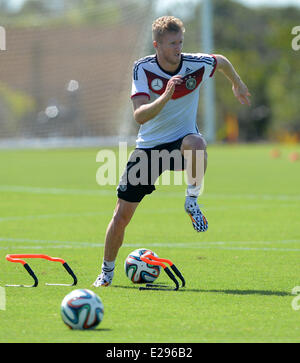 Santo Andre, Brazil. 17th June, 2014. Andre Schuerrle in action during a training session of the German national soccer team at the training center in Santo Andre, Brazil, 17 June 2014. The FIFA World Cup 2014 will take place in Brazil from 12 June to 13 July 2014. Photo: Thomas Eisenhuth/dpa/Alamy Live News Stock Photo