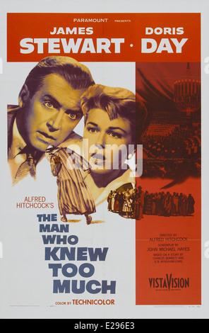 The Man Who Knew Too Much - Movie Poster - Director : Alfred Hitchcock - 1956 - Paramount Pictures Stock Photo