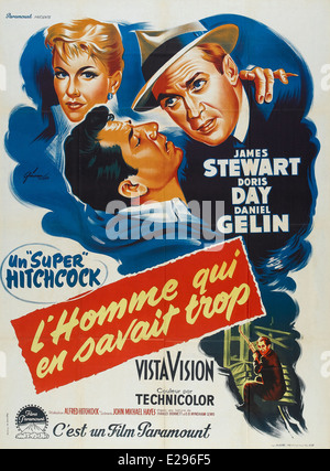 The Man Who Knew Too Much - French Movie Poster - Director : Alfred Hitchcock - 1956 - Paramount Pictures Stock Photo