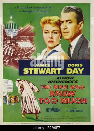 The Man Who Knew Too Much - Movie Poster - Director : Alfred Hitchcock - 1956 - Paramount Pictures Stock Photo