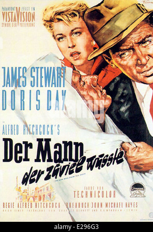 The Man Who Knew Too Much - Movie Poster - Director : Alfred Hitchcock - 1956 - Paramount Pictures Stock Photo