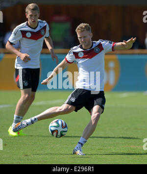 Santo Andre, Brazil. 17th June, 2014. Andre Schuerrle during a training session of the German national soccer team at the training center in Santo Andre, Brazil, 17 June 2014. The FIFA World Cup 2014 will take place in Brazil from 12 June to 13 July 2014. Photo: Thomas Eisenhuth/dpa/Alamy Live News Stock Photo