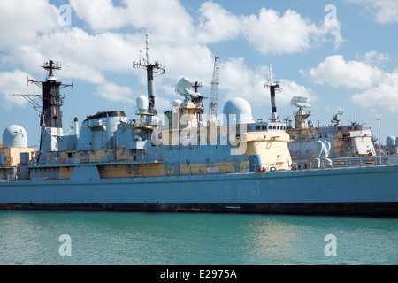 Decommissioned type 42 Sheffield class destroyers at Portsmouth Harbour, awaiting dismantling. Stock Photo