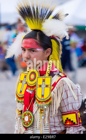 Native American boy takes part at the 25th Annual Paiute Tribe Pow Wow in Las Vegas Stock Photo