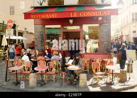 Bar Restaurant in Montmartre District, Paris, France Stock Photo