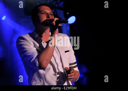 Barcelona, Spain. 16th June, 2014. John Newman the young British singer  performs in concert during the 2014 Festival jardins Pedralbes in Barcelona,Spain. Credit:  fototext/Alamy Live News Stock Photo